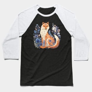 A Cute Fox Scandinavian Art Style Baseball T-Shirt